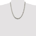 Sterling Silver Rhodium-plated 7.8mm Diamond-cut Rope Chain