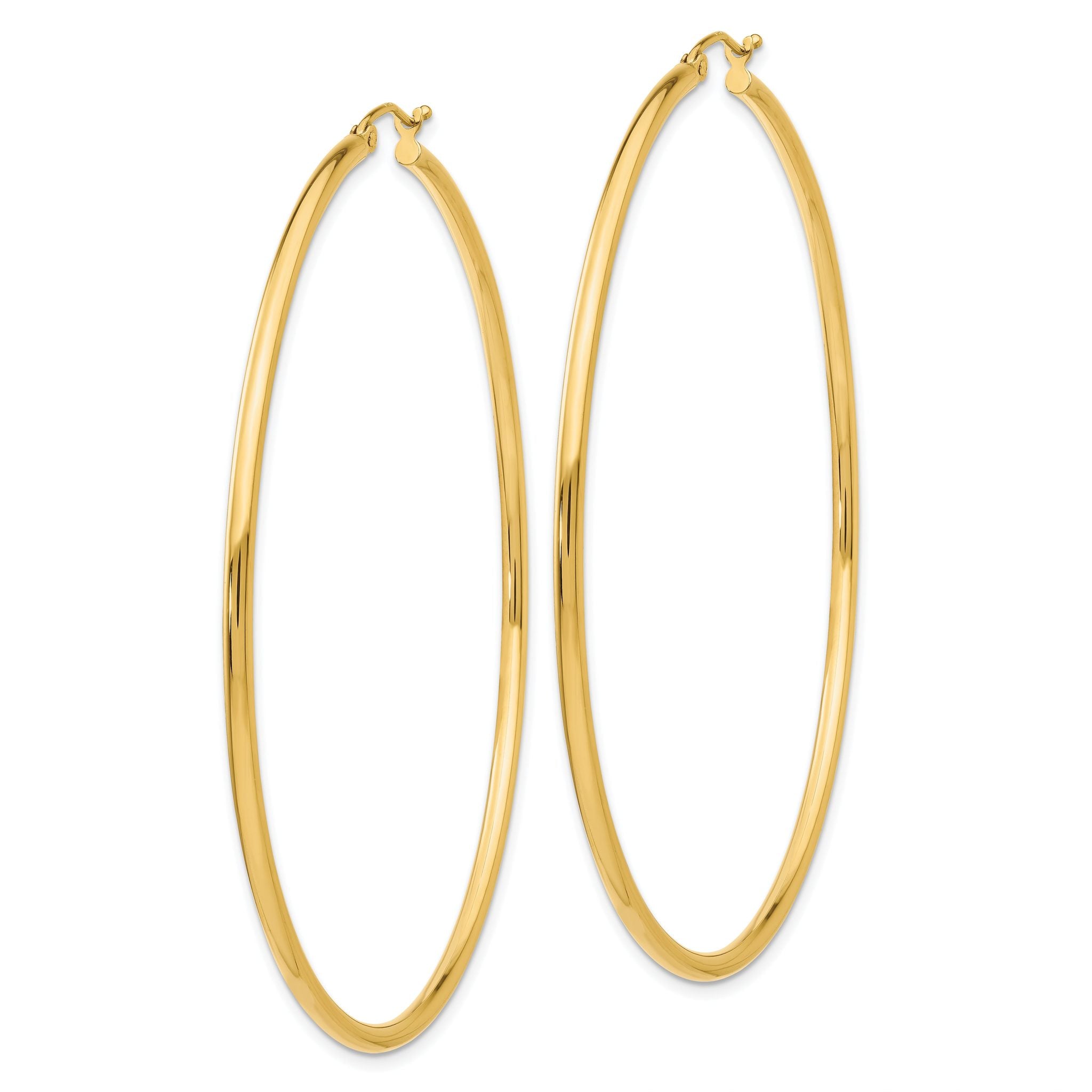 14K Polished 2.5mm Lightweight Tube Hoop Earrings Secondary image