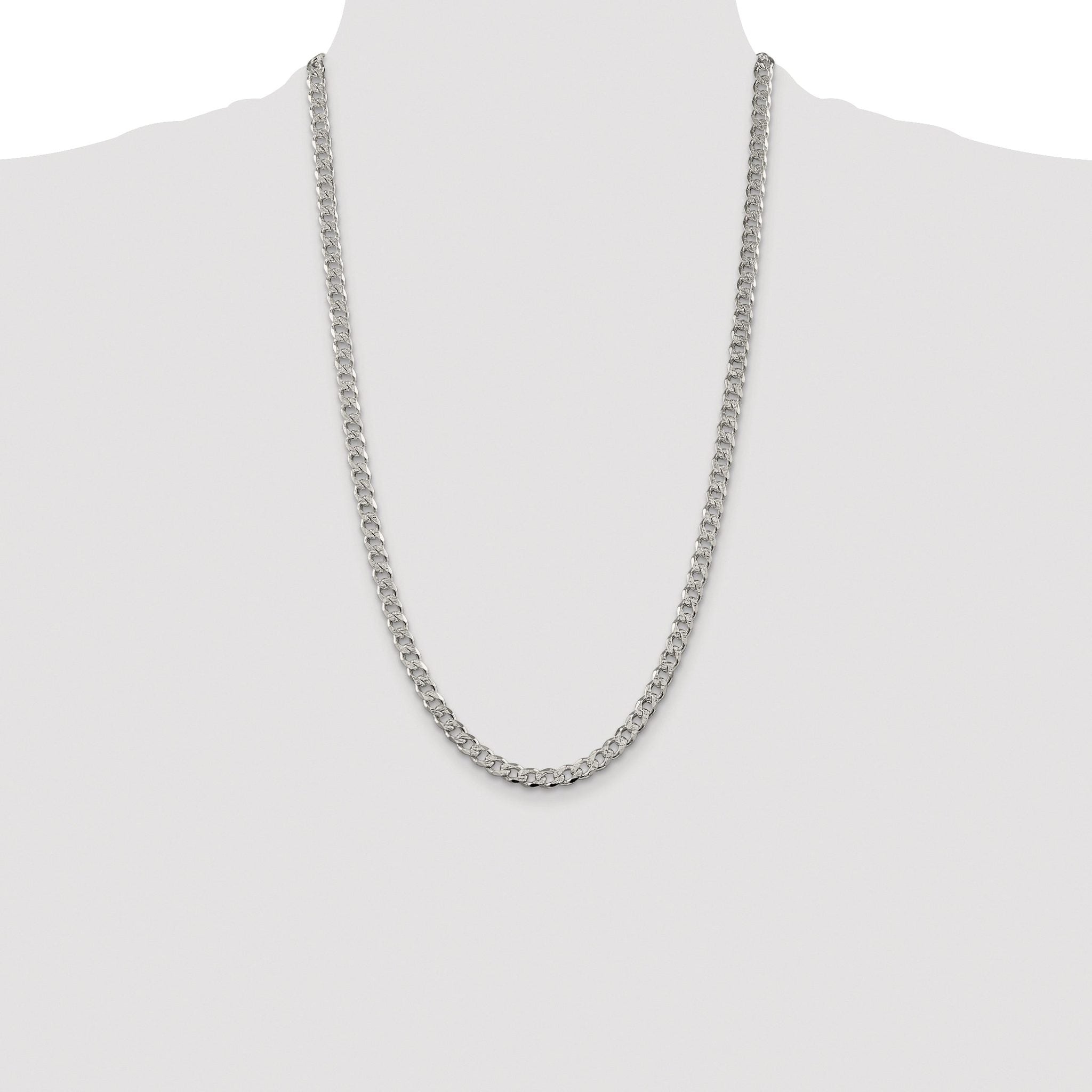 Pavé Curb Chain Necklace in Sterling Silver, 5.5mm