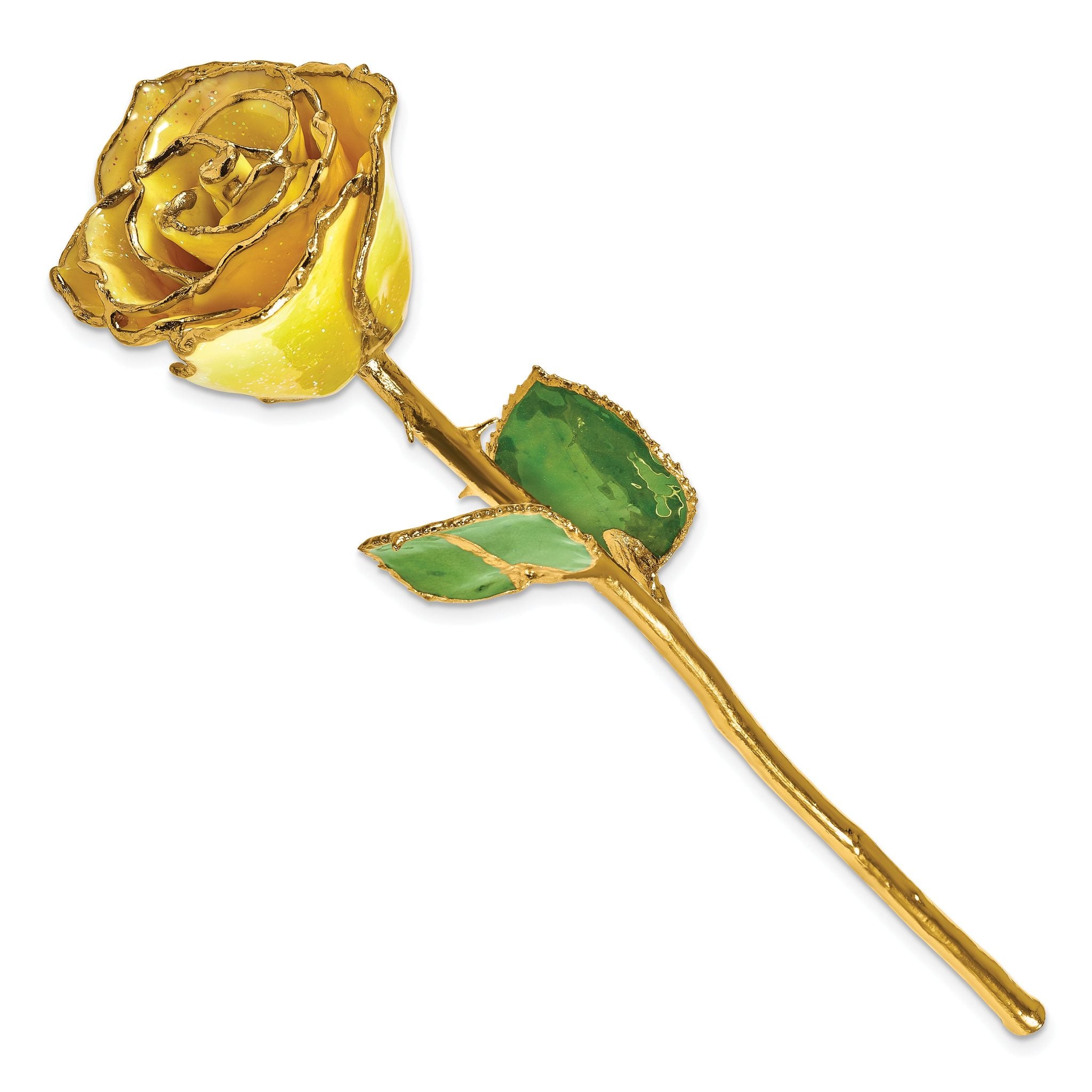 Lacquer Dipped Gold Trim Yellow Diamond Rose Secondary image