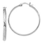 Sophia Jewelers 925 Sterling Silver Textured Rhodium-Plated Hoop Earrings 37mm Polished Finish