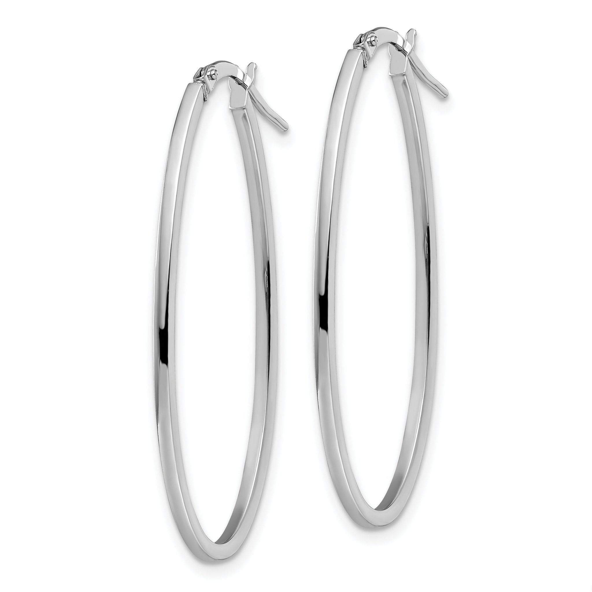 14K White Gold Polished Oval Hoop Earrings Secondary image