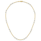 14k Two-tone Polished Oval Links and Faceted Beads 18 inch Necklace