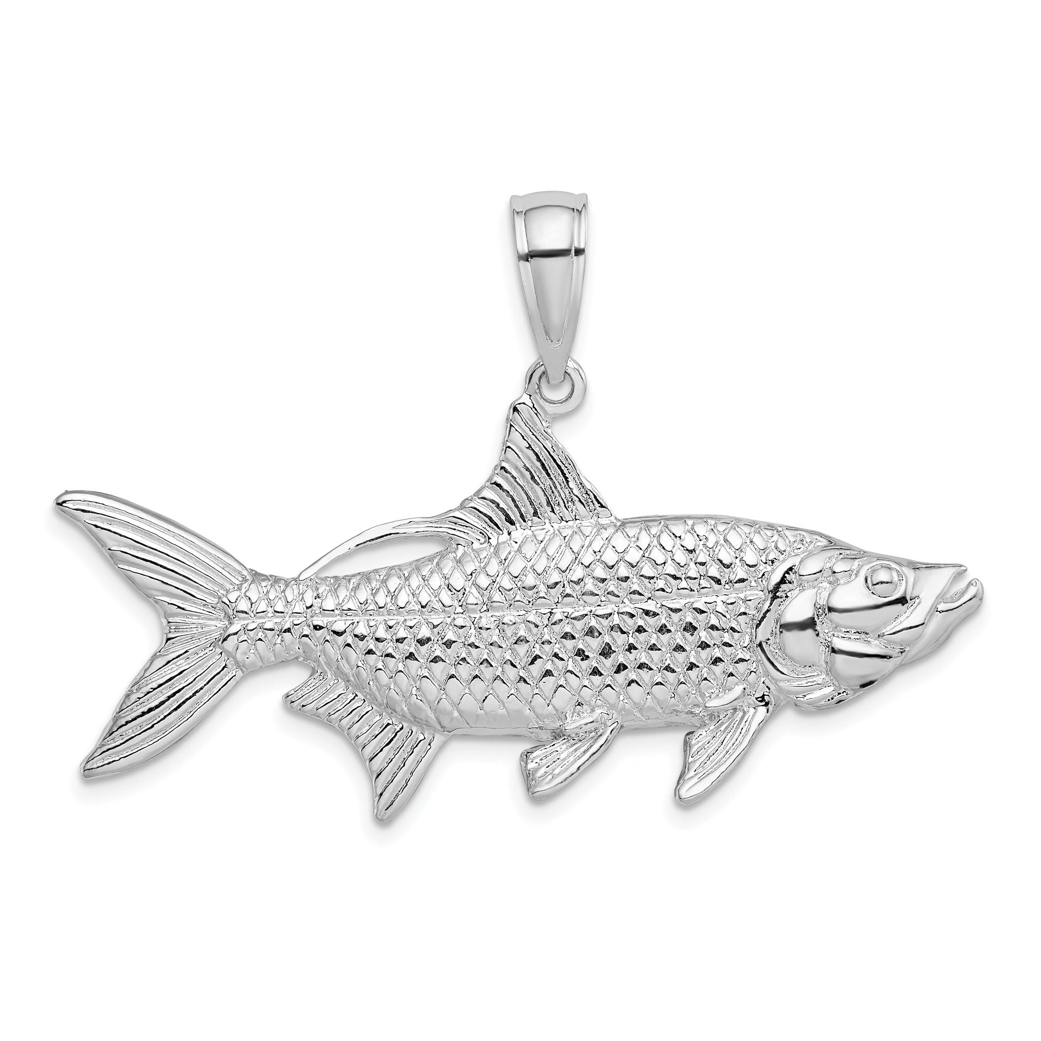 De-Ani Sterling Silver Rhodium-Plated Polished 3D Oxeye Tarpon Fish Pendant Main image