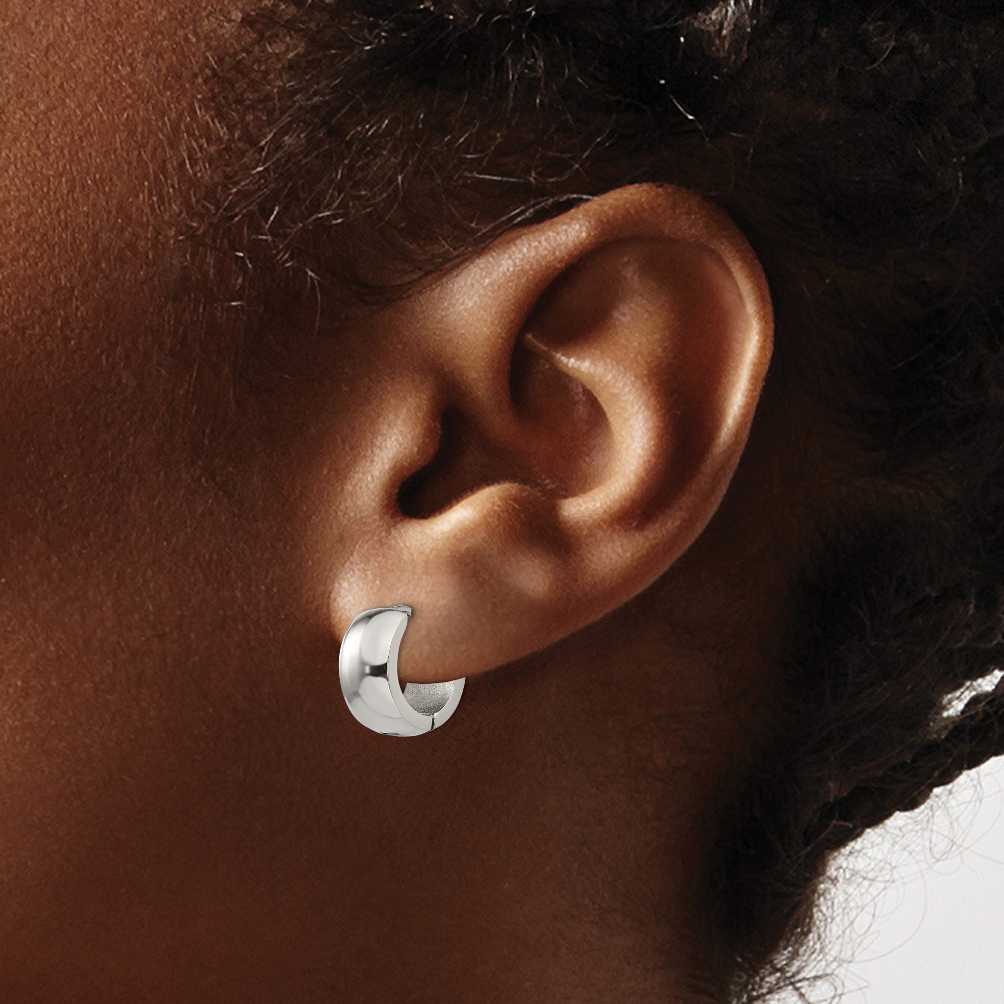 Stainless Steel Polished Hinged Huggie Hoop Earrings
