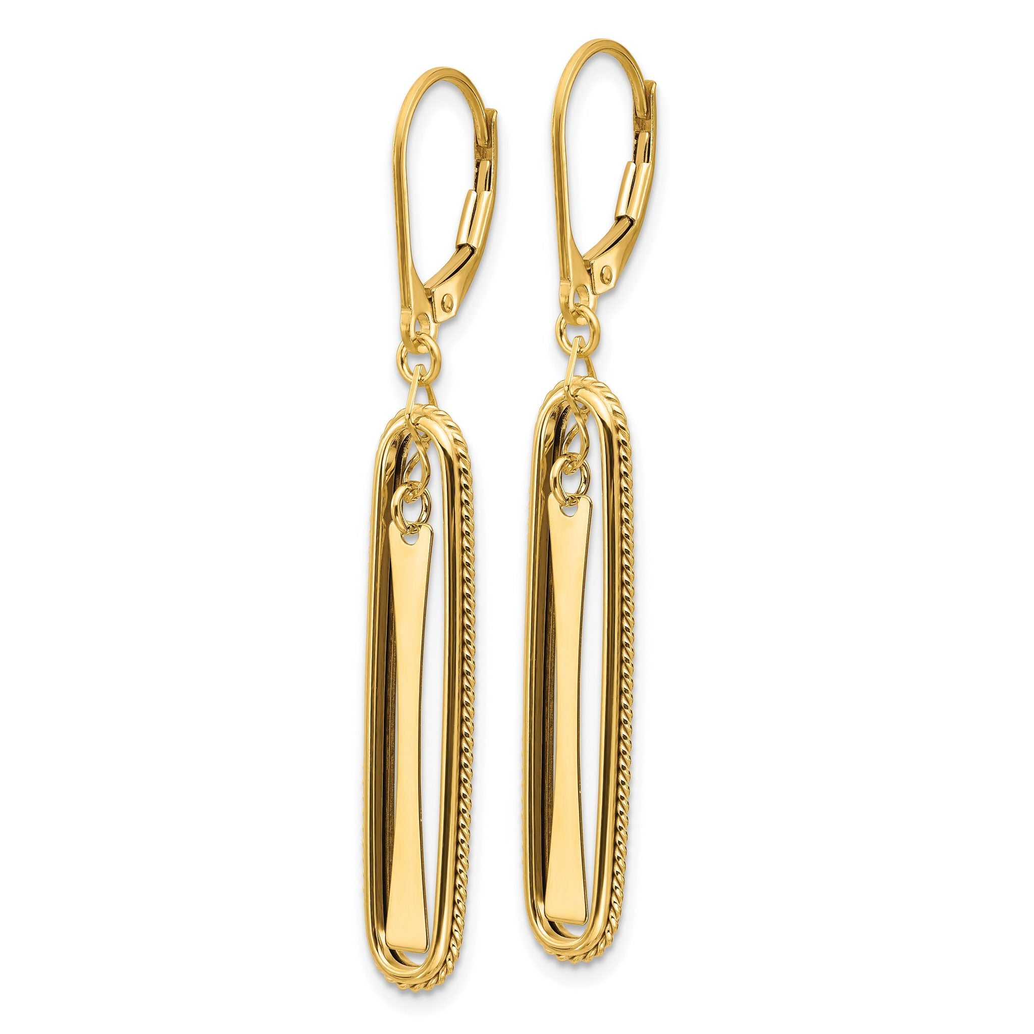 14K Polished Dangle Leverback Earrings Secondary image