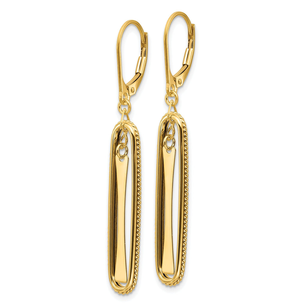 14K Polished Dangle Leverback Earrings