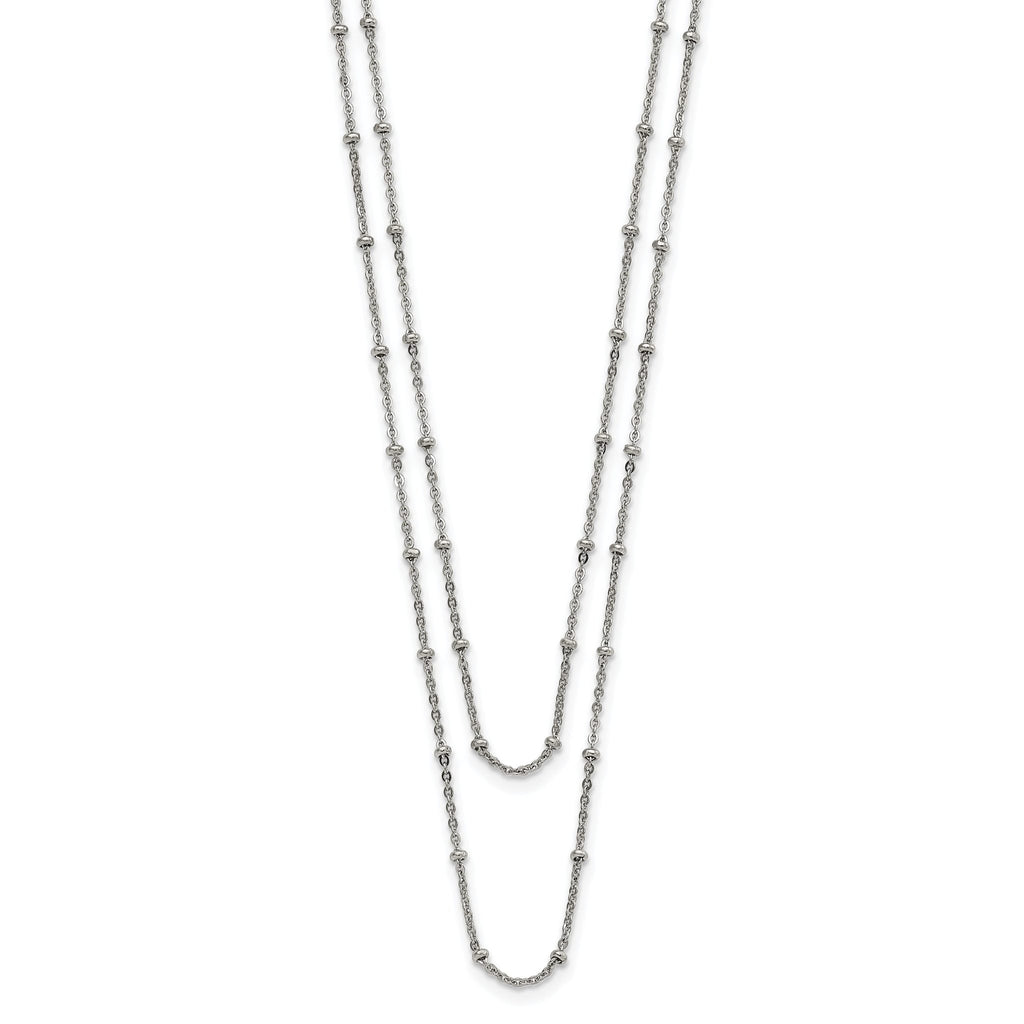 Two-Strand Beaded Necklace in Stainless Steel, 16 Inch