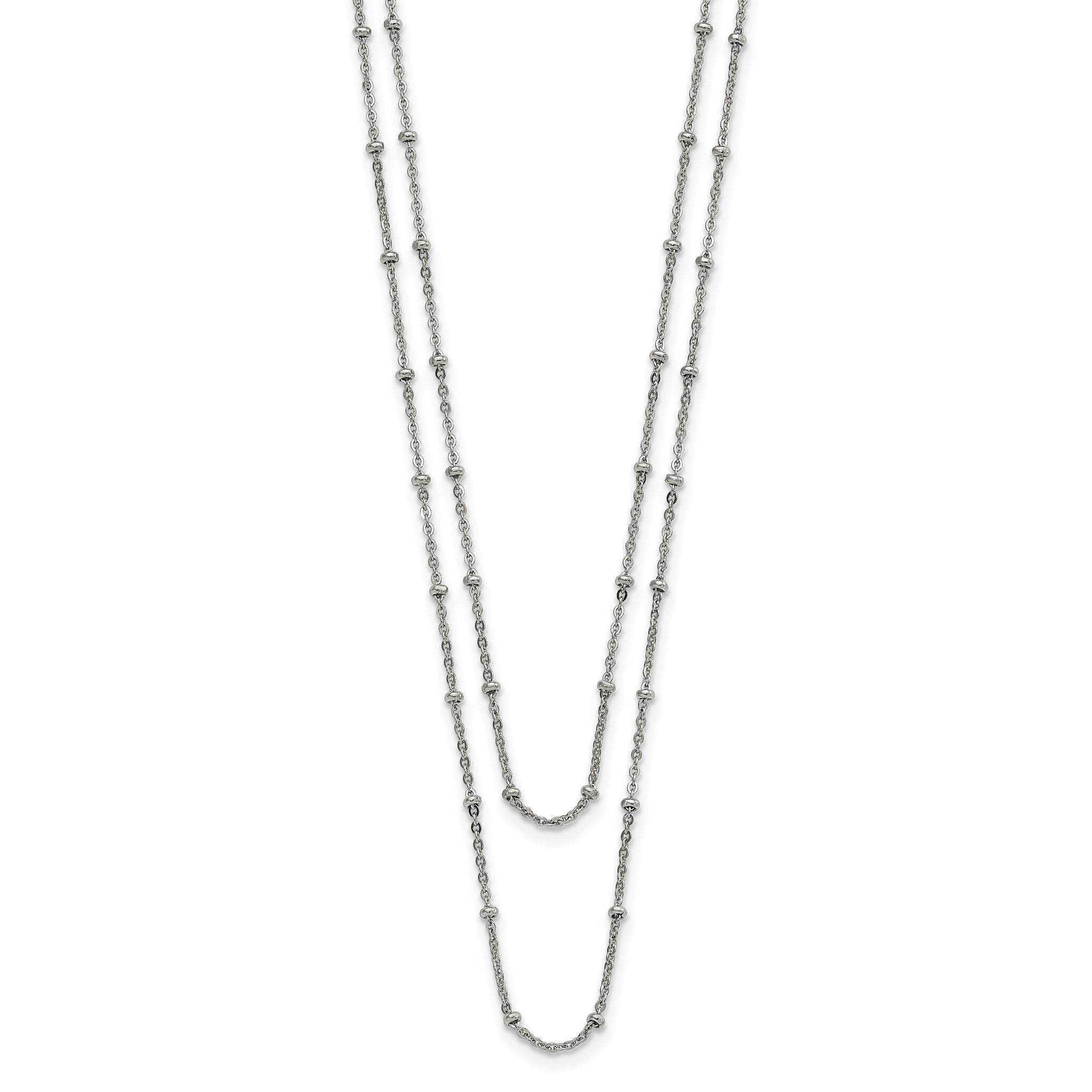 Two-Strand Beaded Necklace in Stainless Steel