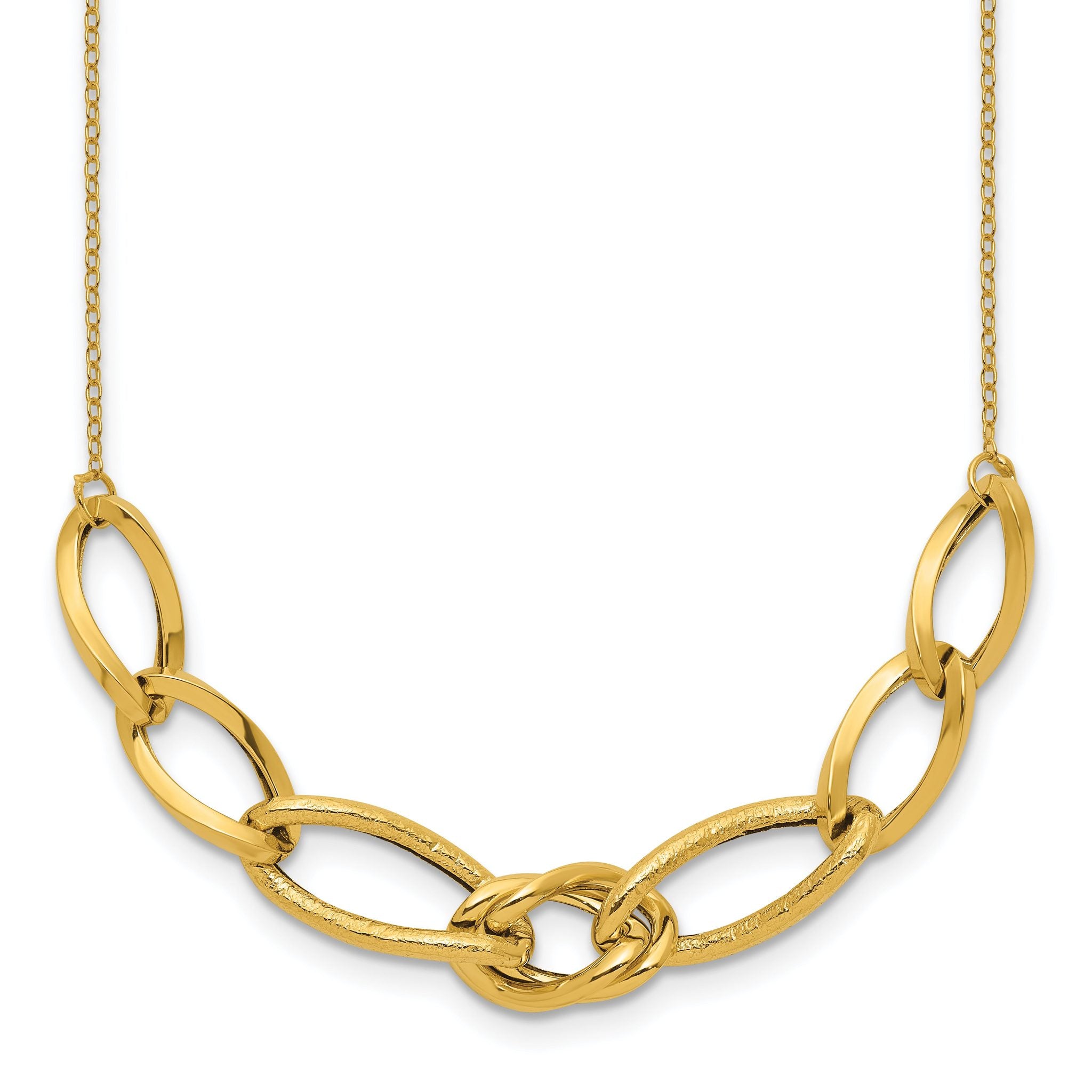Sophia Jewelers 14K Gold Fancy Link Necklace with Polished Texture Main image