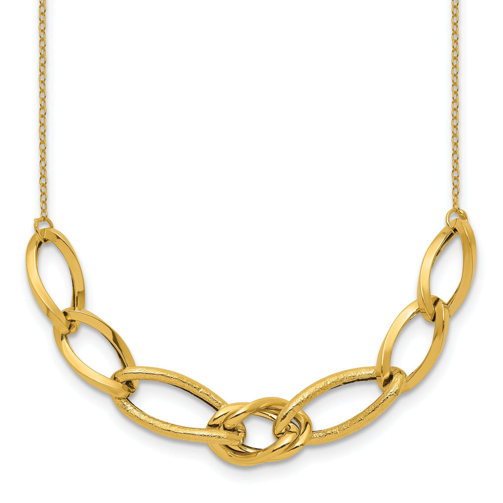 Sophia Jewelers 14K Gold Fancy Link Necklace with Polished Texture