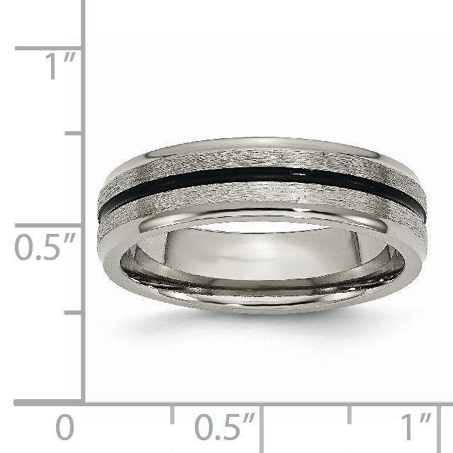 Titanium Black Enamel 6mm Satin and Polished Band