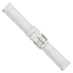 Crocodile-Grain Chronograph Watch Band in White Leather, 24mm