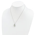 Brilliant Gemstones Sterling Silver with 14K Accent Rhodium-plated Green Quartz and Diamond 18 Inch Necklace with 2 Inch Extender