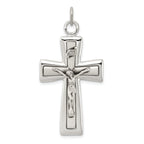 Sterling Silver 925 INRI Crucifix Pendant with Platinum Plating Polished Finish