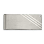 Chisel Stainless Steel Sterling Brushed with Silver Inlay CZ Money Clip