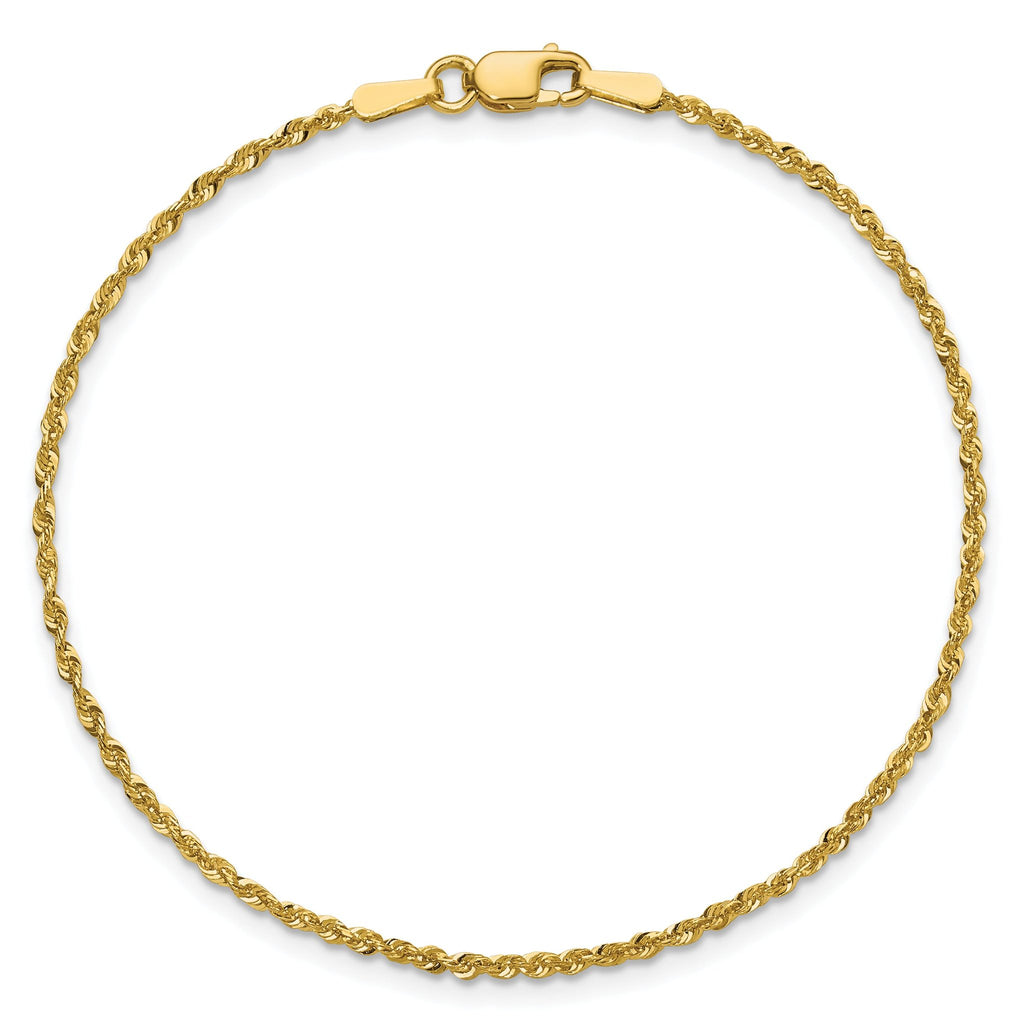 Diamond-Cut Rope Chain Anklet in 10K Yellow Gold, 1.5mm