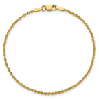 Diamond-Cut Rope Chain Anklet in 10K Yellow Gold, 1.5mm
