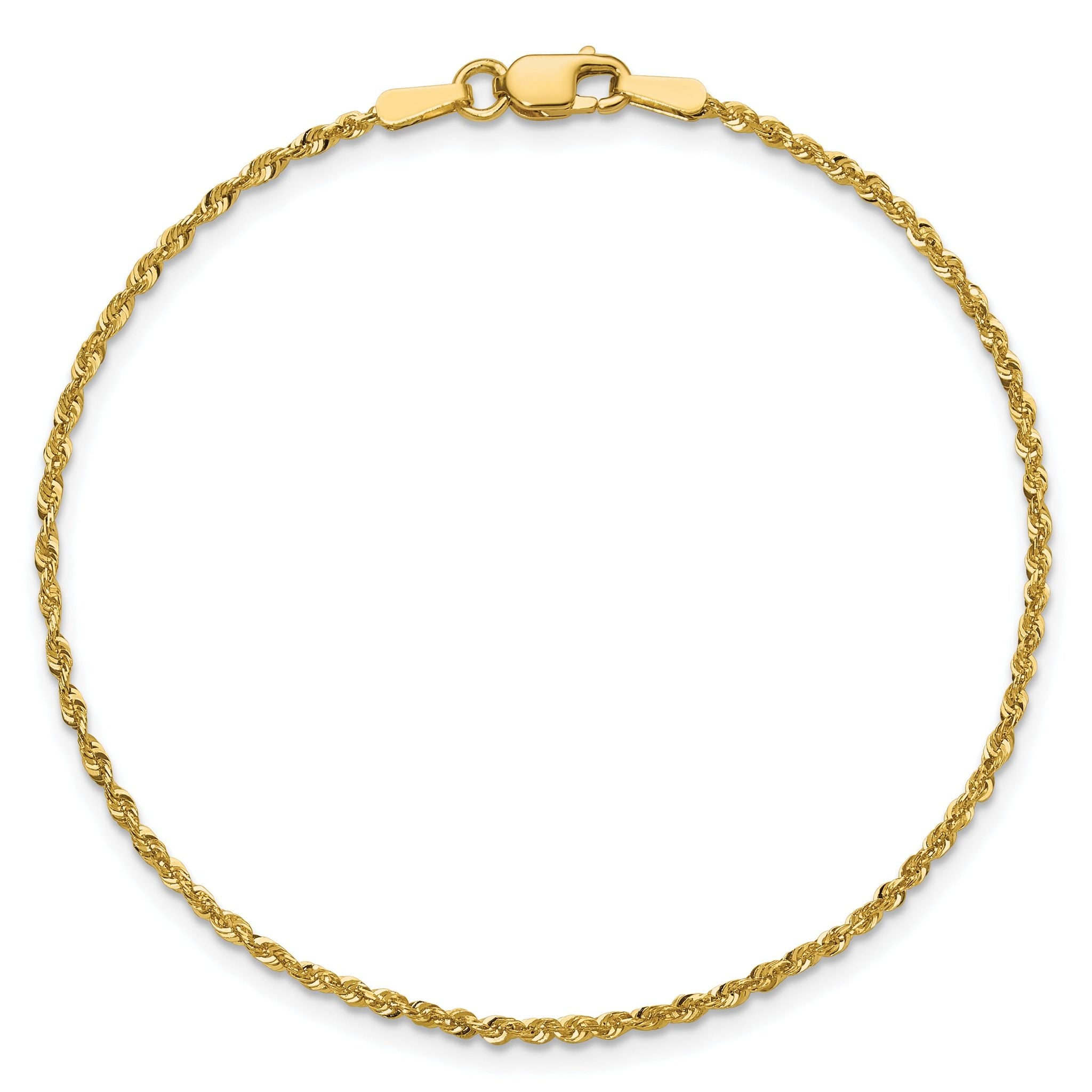 Diamond-Cut Rope Chain Anklet in 10K Yellow Gold, 1.5mm