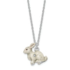Luxury Giftware by Jere Pewter Bejeweled Crystals Silver-tone Enameled PHOEBE Floppy Ear Bunny Trinket Box with Matching 18 Inch Necklace