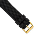 Textured Silicone Watch Band in Black with Gold-Tone Buckle, 20mm