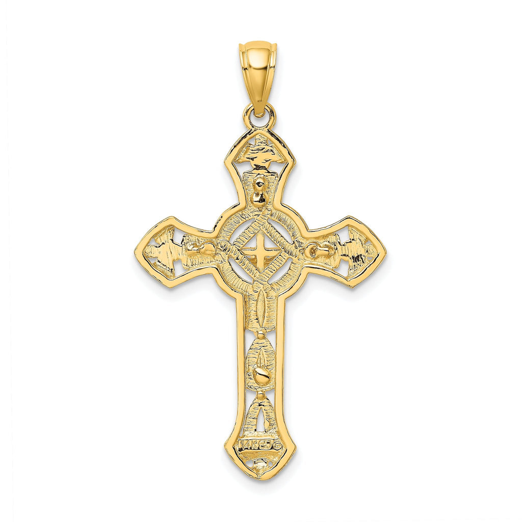 14K Textured Crucifix W/ Arrow Charm