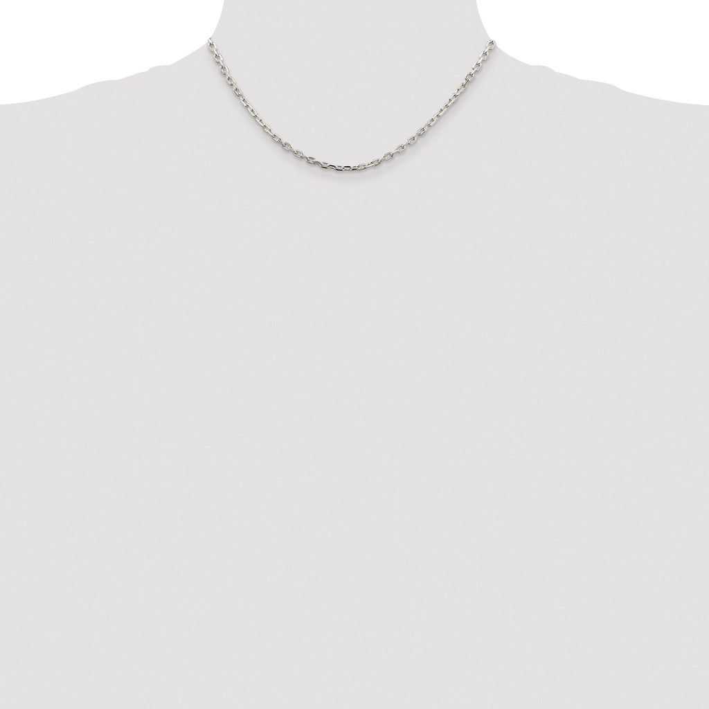 Beveled Oval Cable Chain Necklace in Sterling Silver, 3.25mm
