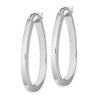 Sterling Silver Rhod-plated Square Tube 4mm Teardrop Hoop Earrings