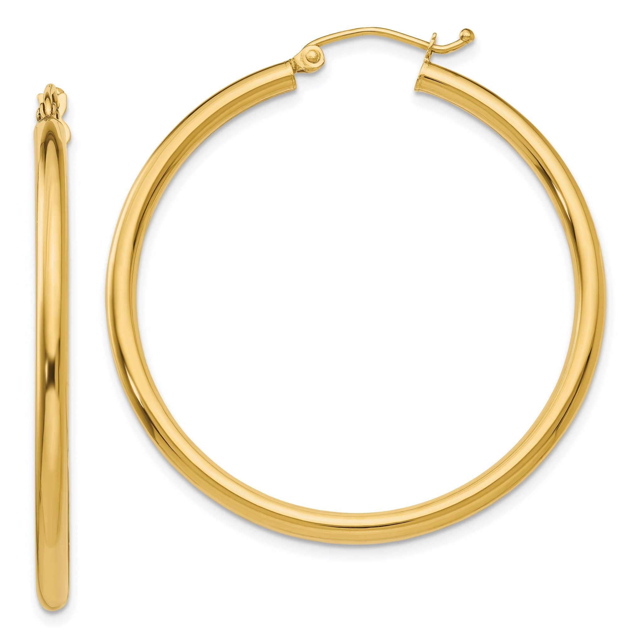 14K Polished 2.5mm Lightweight Tube Hoop Earrings Main image