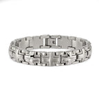Stainless Steel Brushed and Polished Cross Link Bracelet for Men