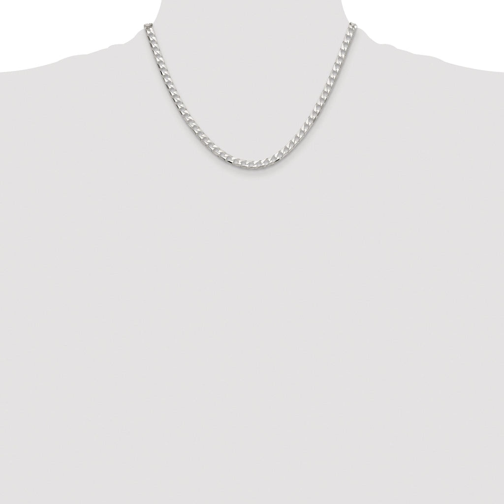 Sterling Silver Rhodium-plated 5mm D/C Square Curb Chain