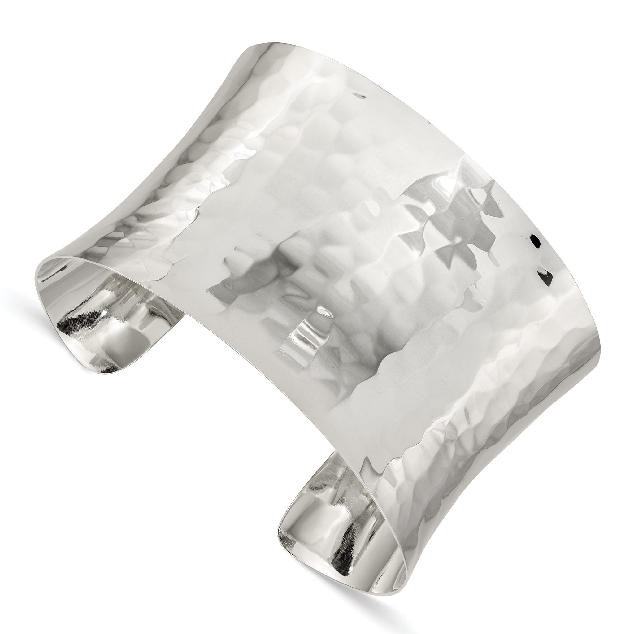 Sophia Jewelers Women's Polished Sterling Silver Hammered Cuff Bracelet