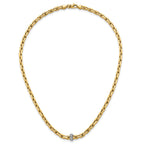 14k Two-tone Polished Fancy Link with CZ Bead 17 inch Necklace