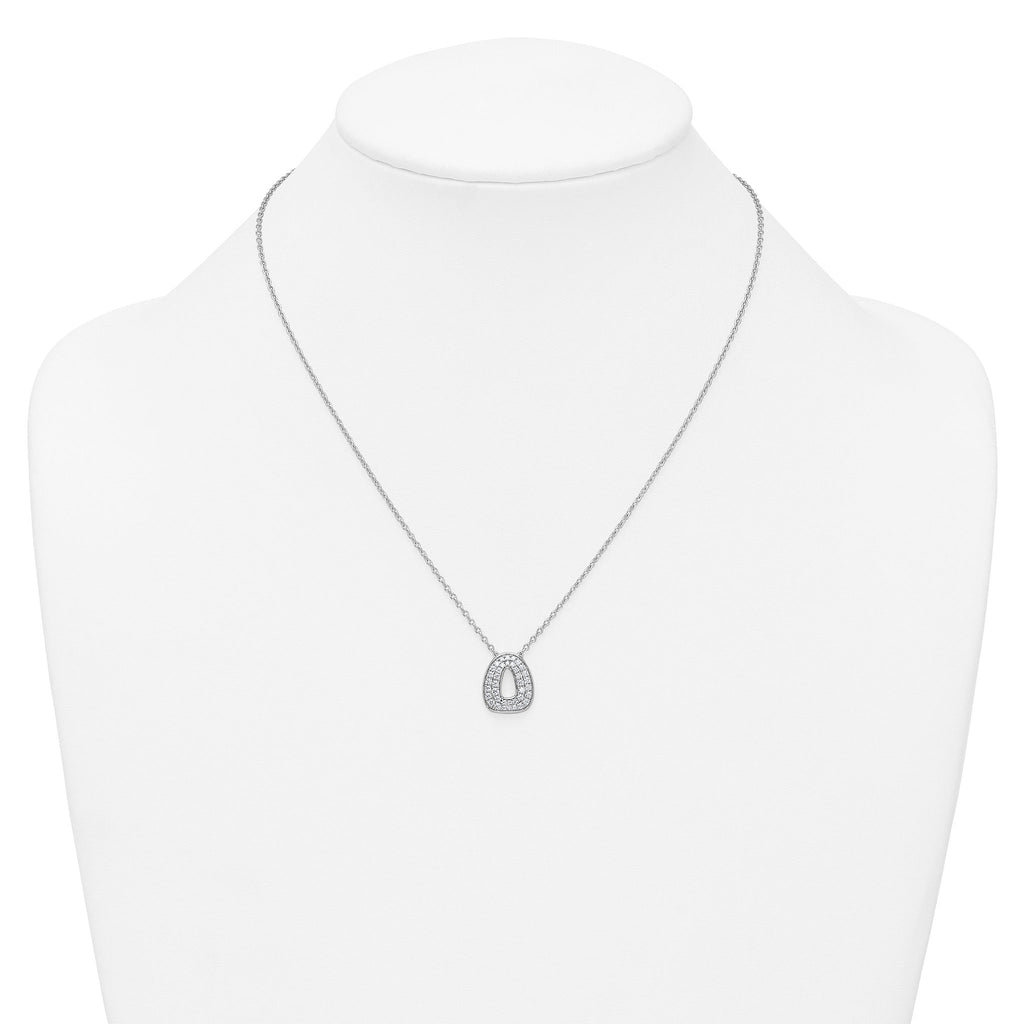 14k White Gold 1/2 carat Lab Grown Diamond VS+ F+ Complete Letter O 18 inch Initial Necklace