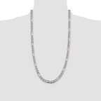 Sterling Silver Rhodium-plated 7.25mm PavÃ¢Â€Âš Flat Figaro Chain