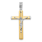 14K Two-tone Polished Crucifix Cross Pendant