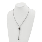 Chisel Stainless Steel Polished Black IP-plated Bead Tassel Adjustable to 26 inch Snake Chain Necklace