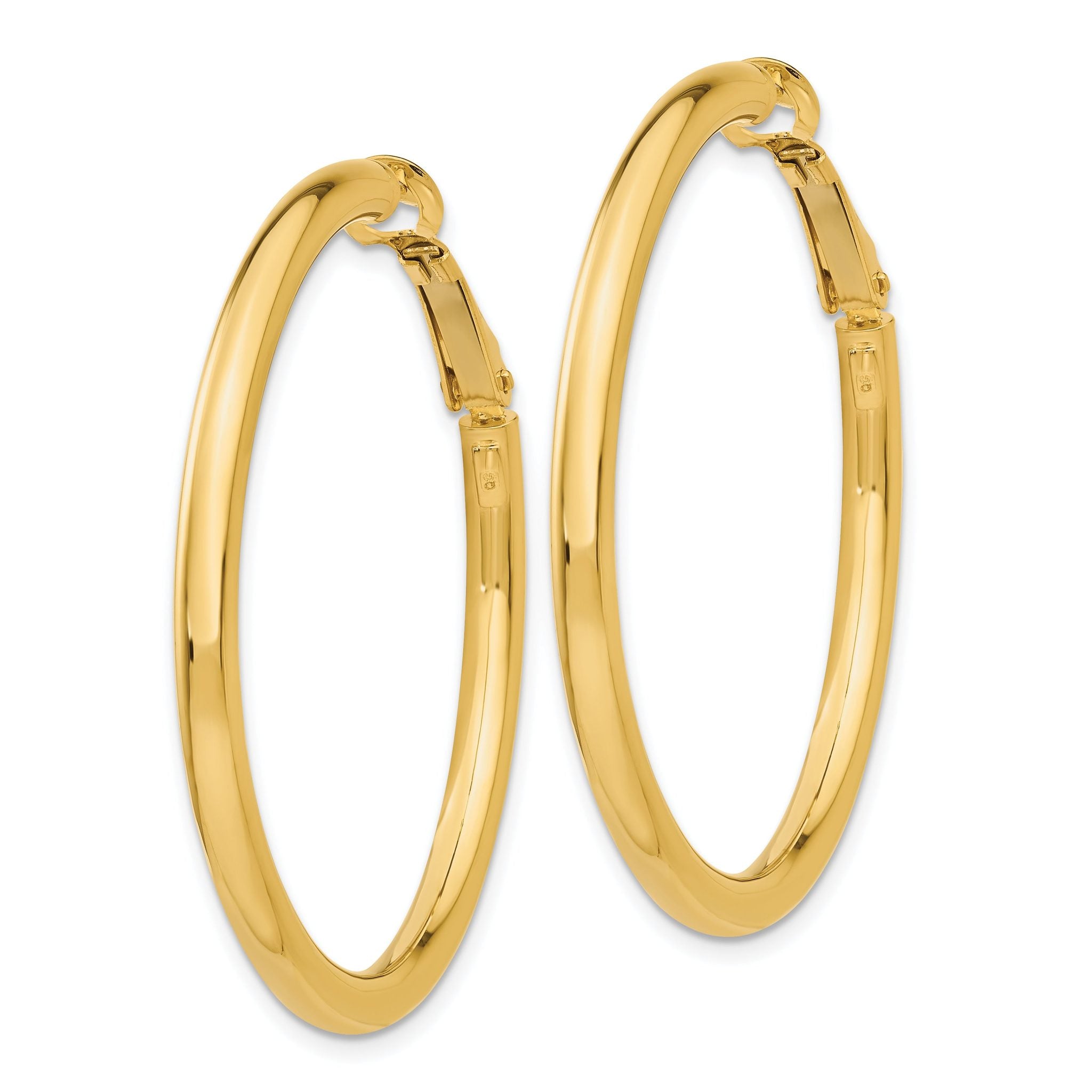 14K Gold Polished Hoop Earrings with Omega Back Elegant and Lightweight Secondary image