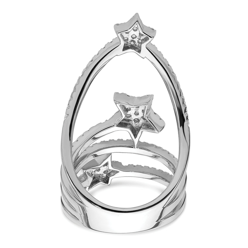 Pure Fire Sterling Silver Rhodium-platedod-plated Cubic Zirconi Star Ring