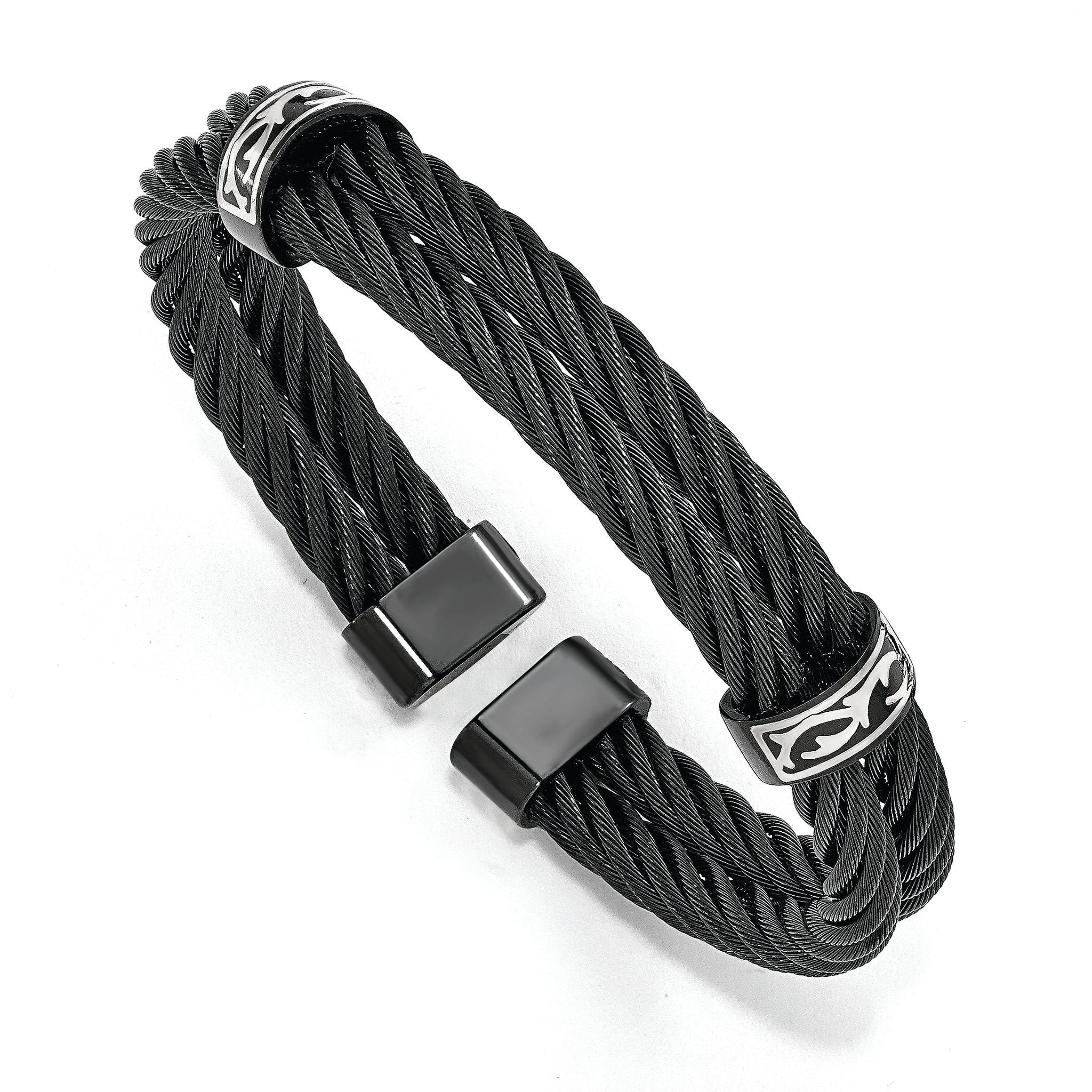 Edward Mirell Black Ti & Sterling Silver Thorn Double Cable Cuff Bracelet Main image