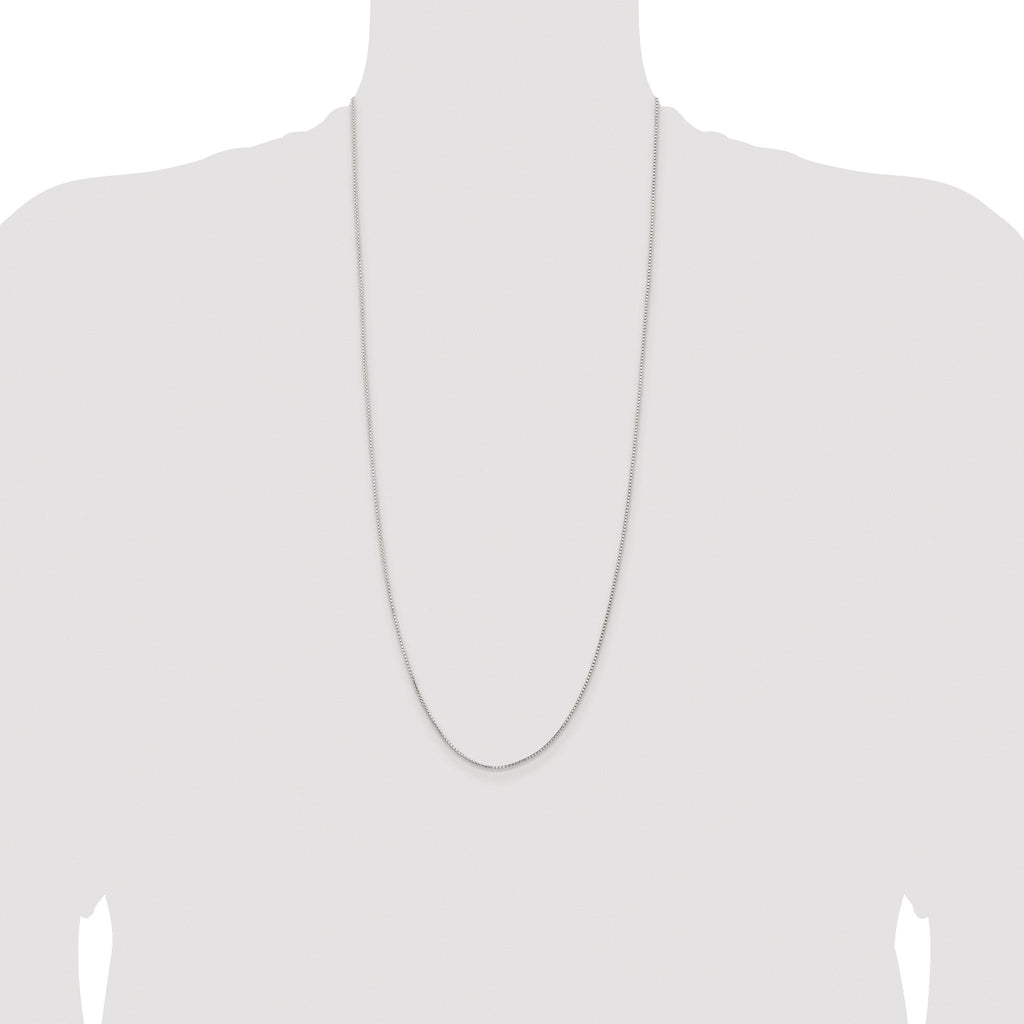 Sterling Silver Rhodium-Plated 1.1mm Diamond-Cut Round Box Chain