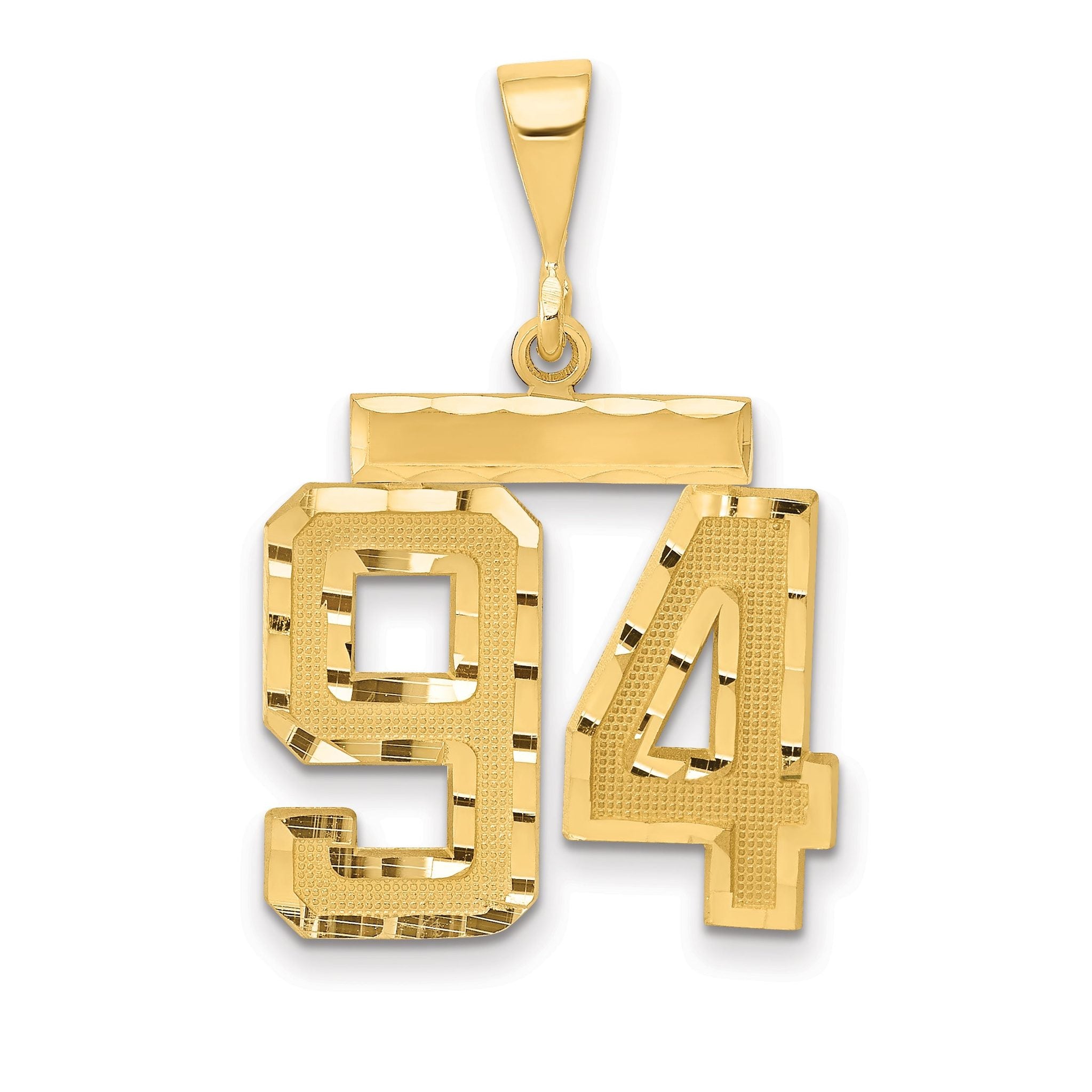 14K Gold Medium Diamond-Cut Number 94 Charm  Polished, Elegant Design Main image