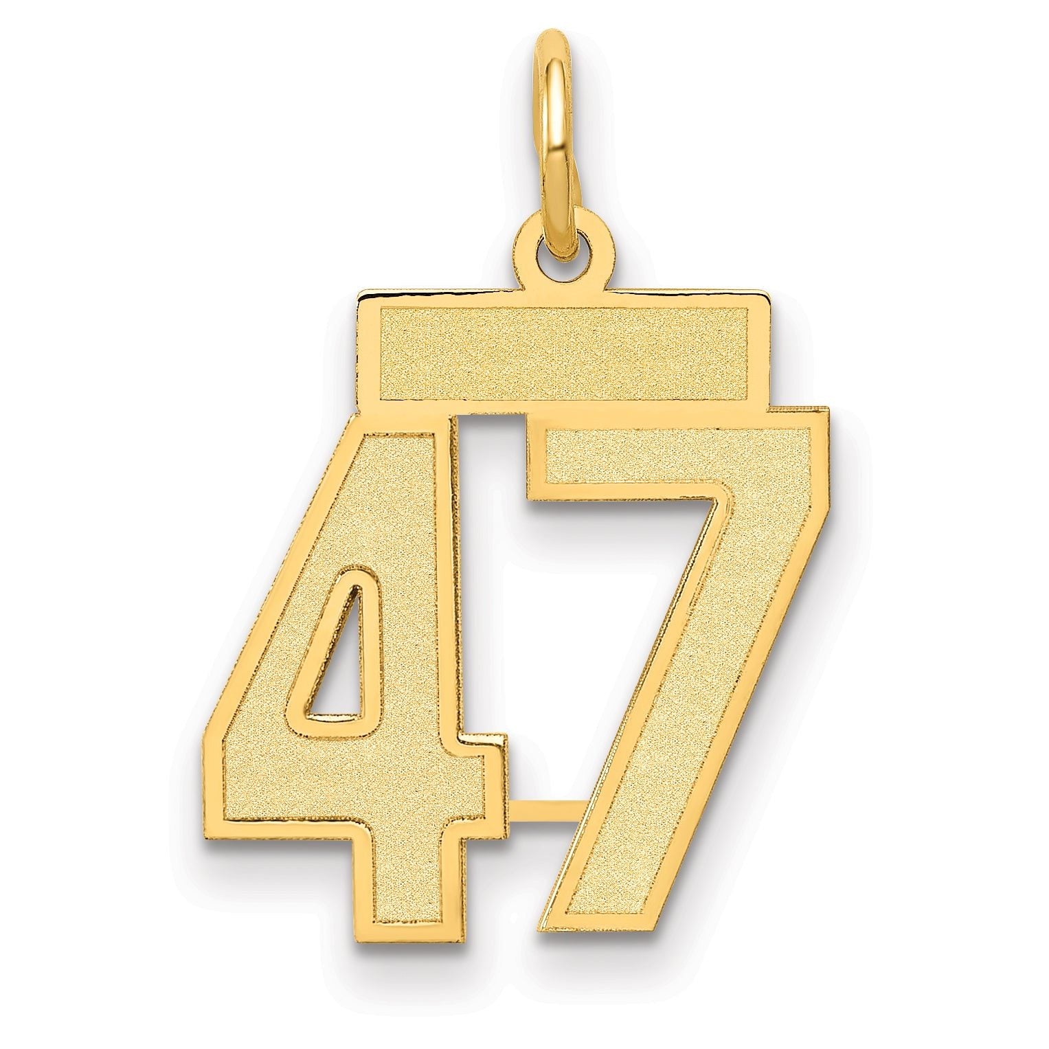14K Gold Satin Number 47 Charm with Brushed Finish  Small & Elegant Main image