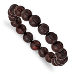 10mm Black and Red Agate Beaded Stretch Bracelet