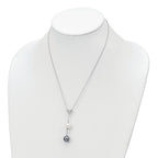 Majestik Sterling Silver Rhodium-Plated CZ Shell Pearl Necklace Elegant 18 Women's Jewelry