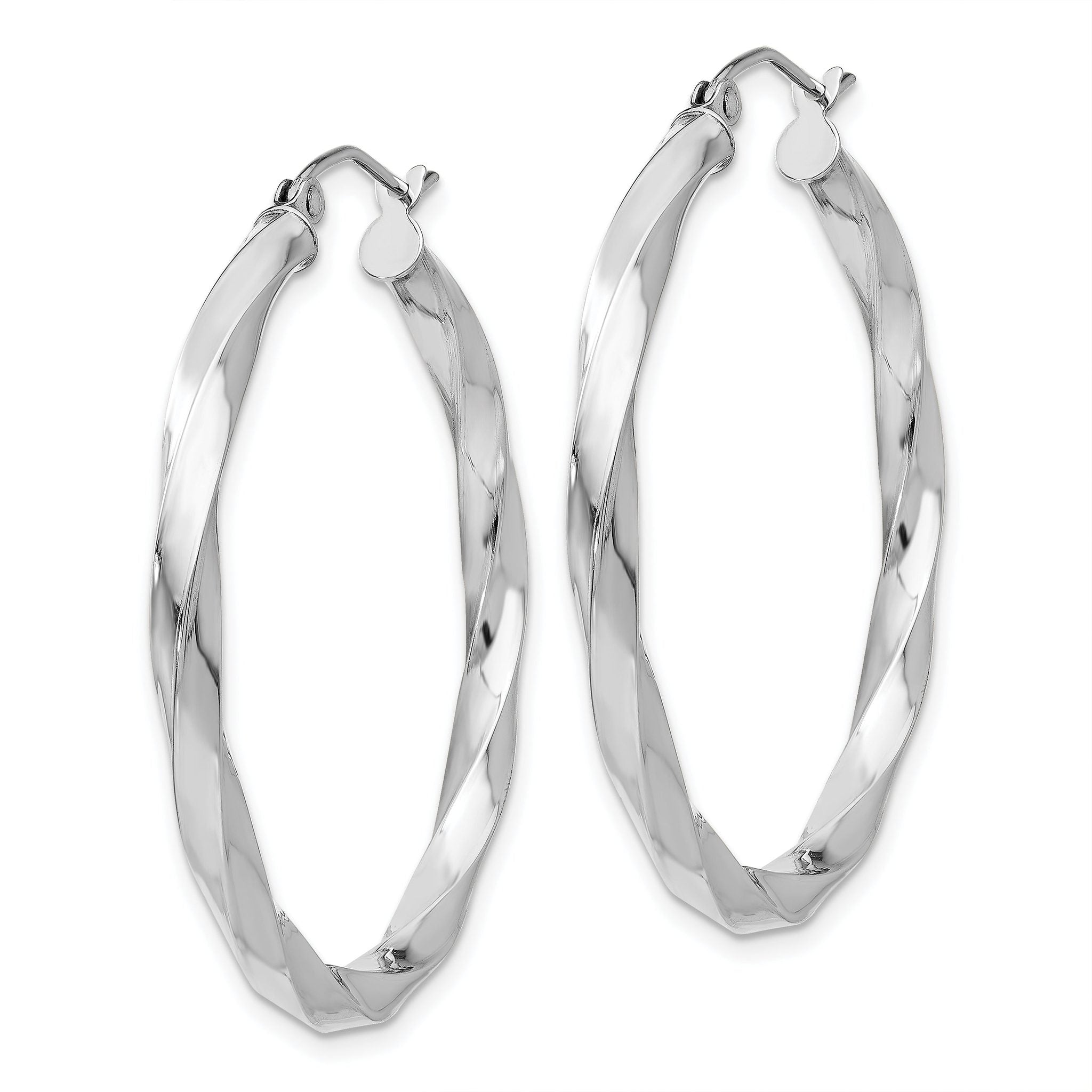 14k White Gold 3mm Twisted Hoop Earrings Secondary image