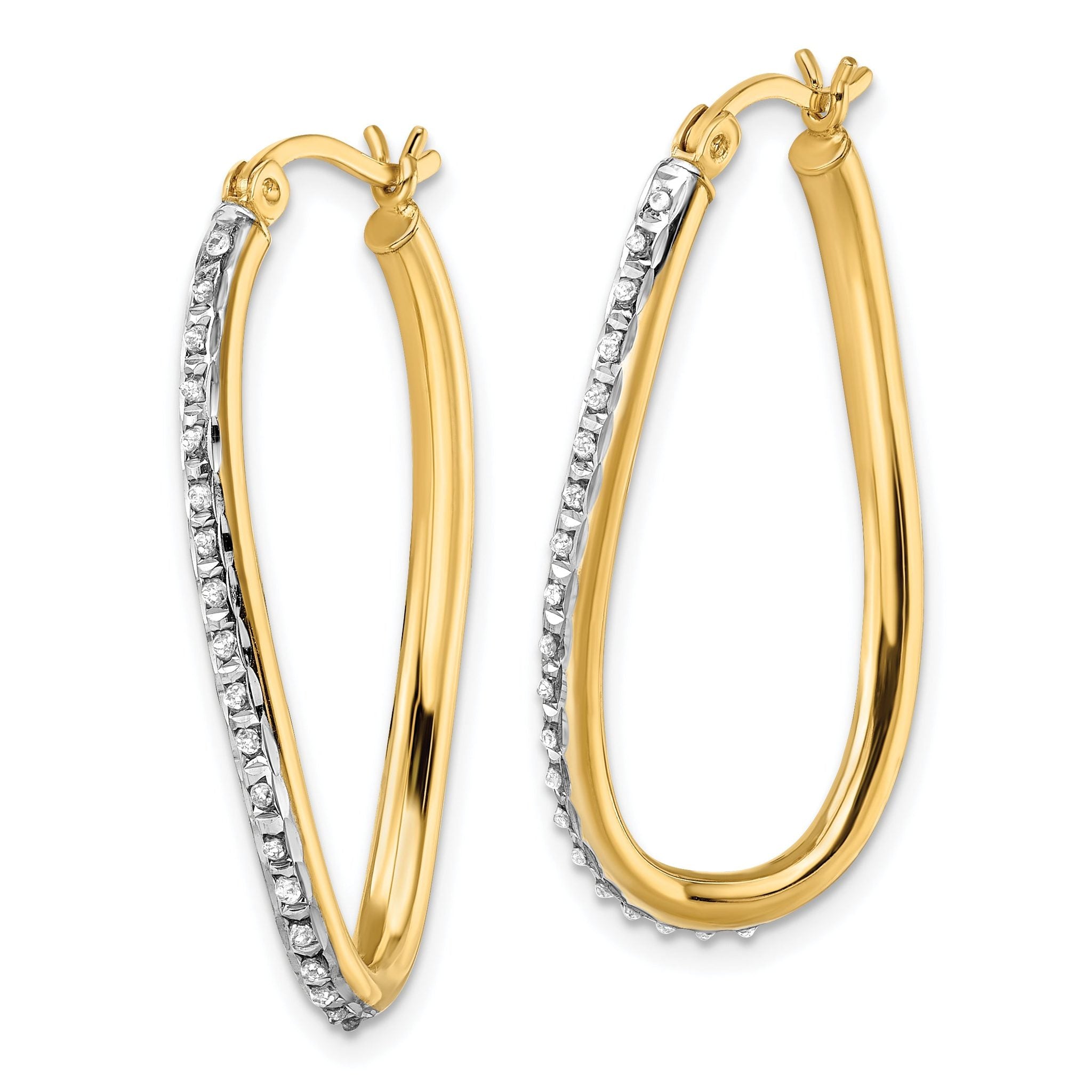 Diamond Fascination Diamond Mystique Sterling Silver 18K Gold-plated Diamond Oval Twist Hoop Earrings