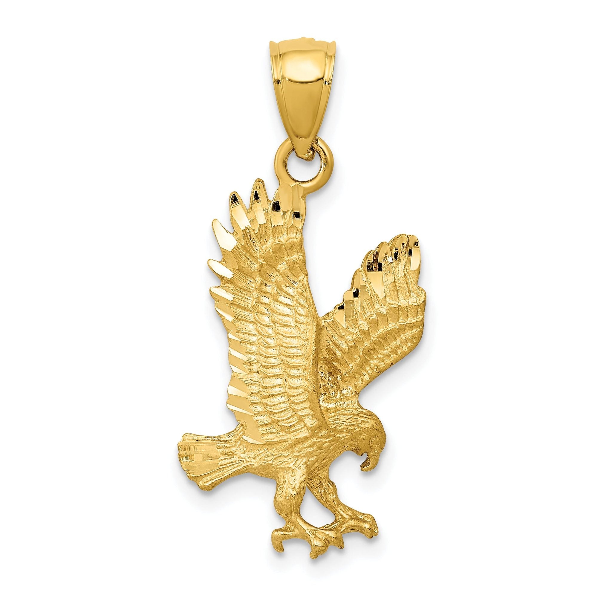 14K Gold Satin Diamond-Cut Eagle Pendant for Men  Bold & Textured Design Main image
