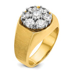 14k Two-tone Men's Polished and Satin Round Cluster Ring Mounting, Mounting Only
