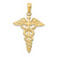 14K Gold Caduceus Pendant with Polished Solid Design